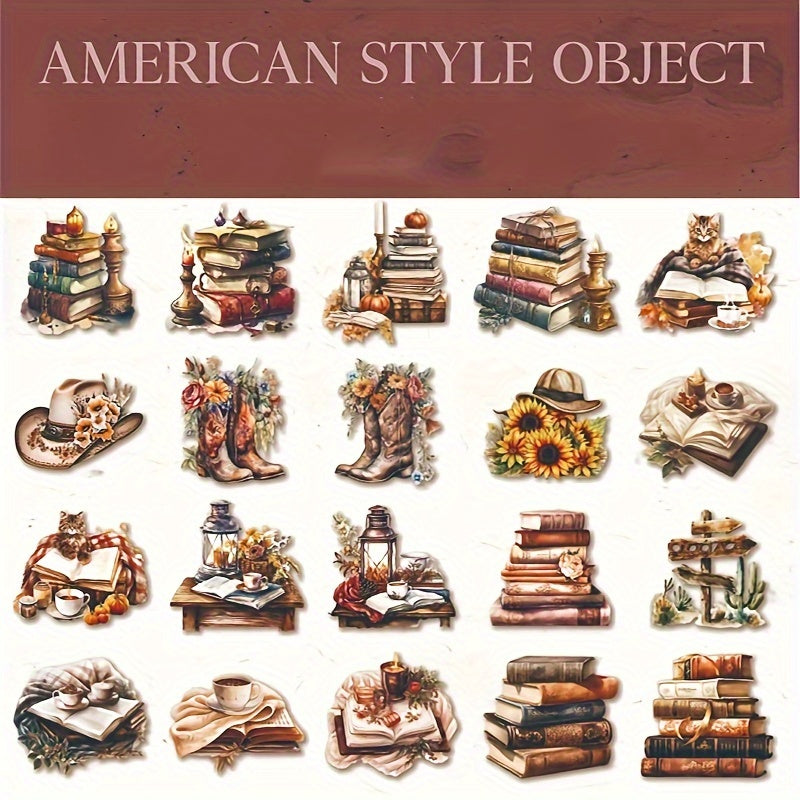 40pcs Vintage Retro Envelope Stickers Foodie Style for Journals Scrapbooking