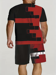 Men's Ombre Casual T-shirt & Shorts Set - Summer Fashion