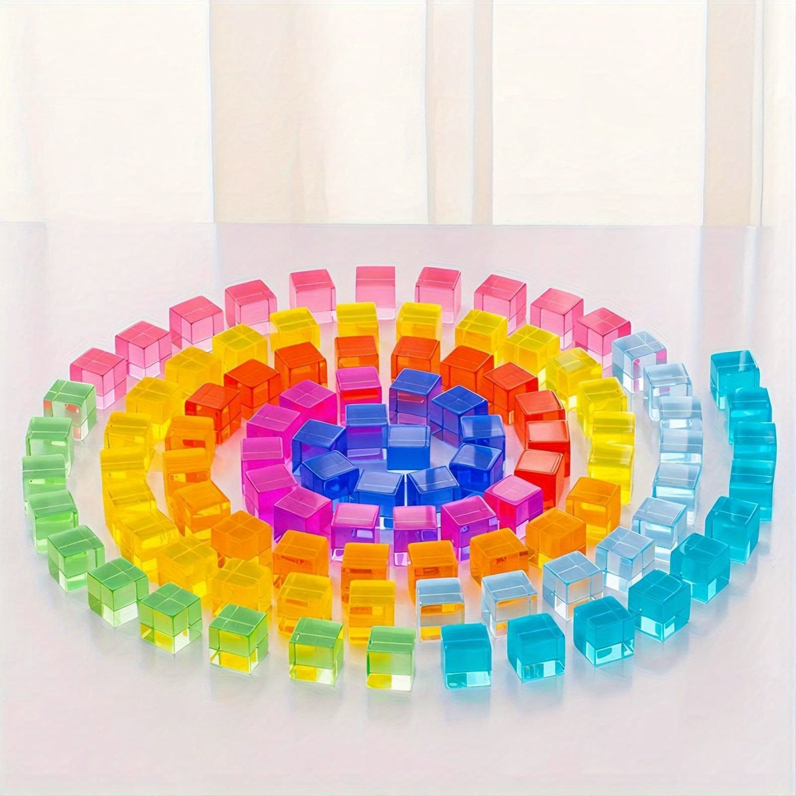 Acrylic Transparent Building Blocks Cube Rainbow Puzzle Toy