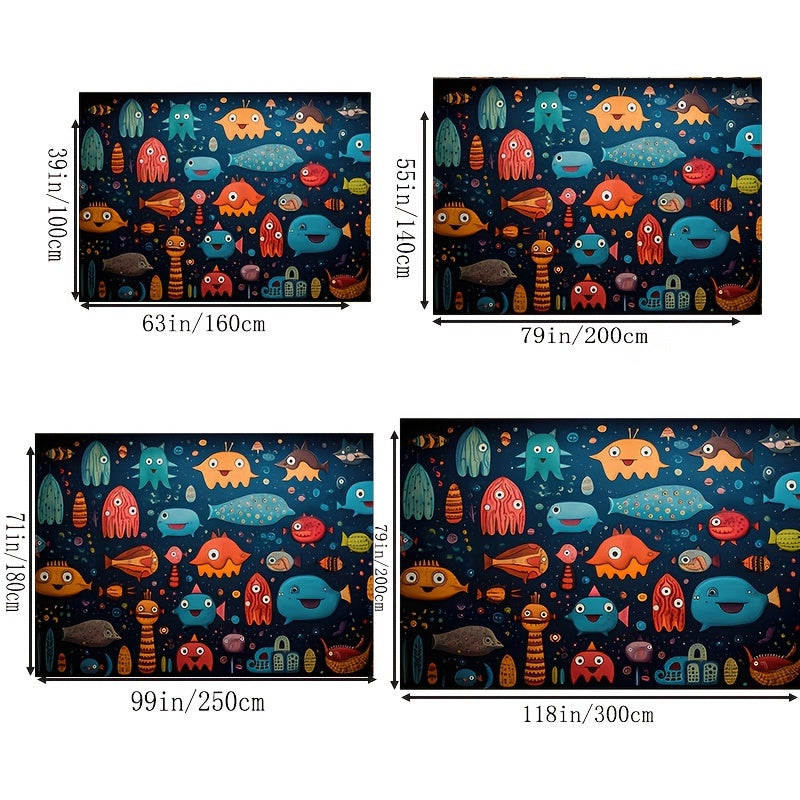 Ocean Themed Non Slip Rug Soft Washable Colorful for Kids Bedroom