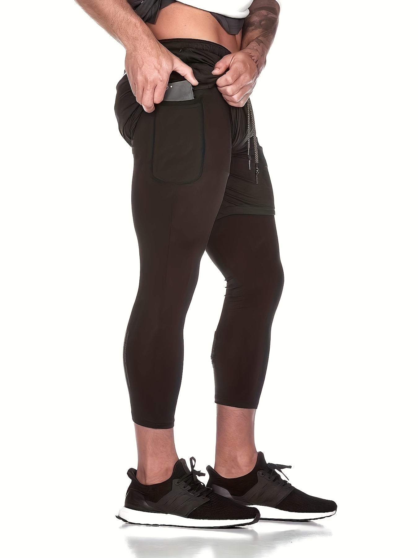 Men's 2-In-1 Running Shorts Quick Dry Athletic Shorts with Liner Leggings