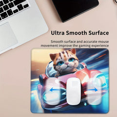 Square Sewn Mouse Pad Racing Cat Pattern Office Home Gaming Desktop Laptop