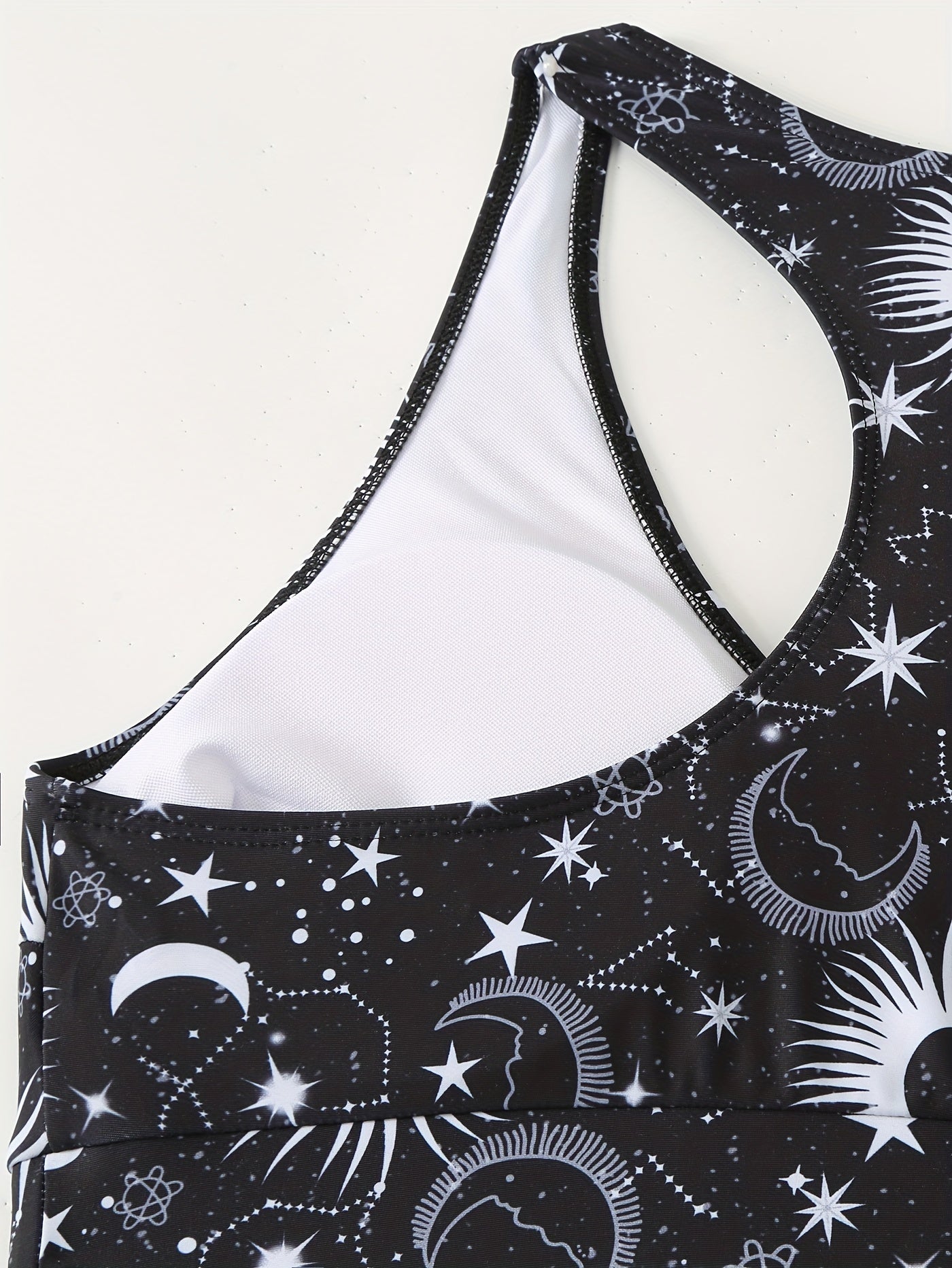 Sun & Moon Print Racer Back Bikini Top Plus Size