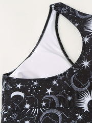 Sun & Moon Print Racer Back Bikini Top Plus Size