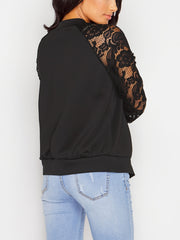 Lace Sleeve Jacket with Zipper Up Closure