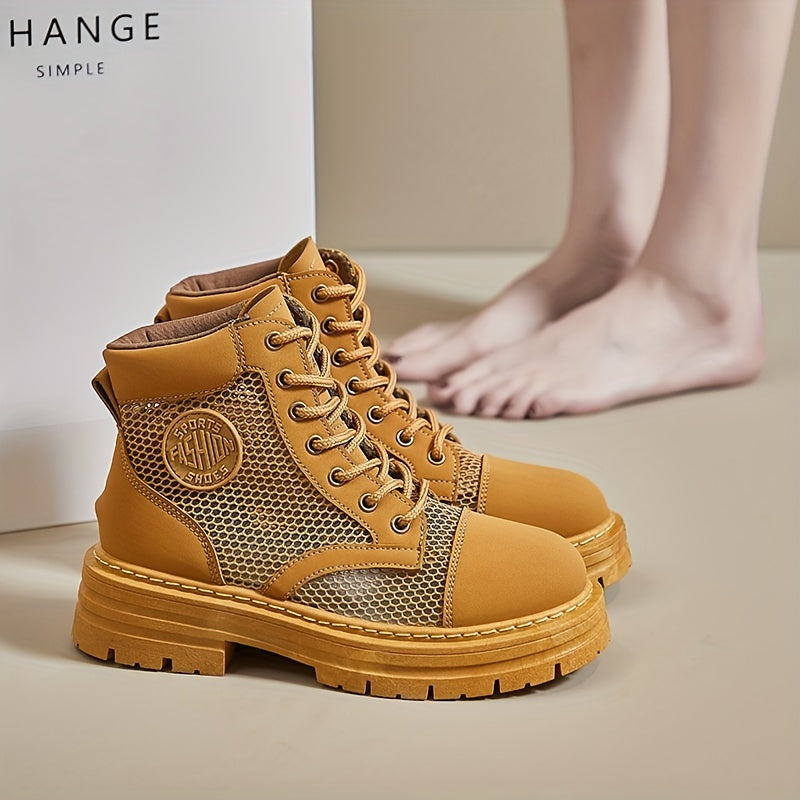Women's Mesh Combat Boots Lace Up Outdoor Casual Boots