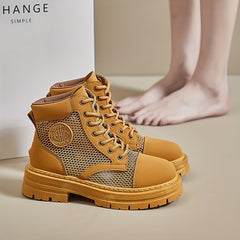Women's Mesh Combat Boots Lace Up Outdoor Casual Boots