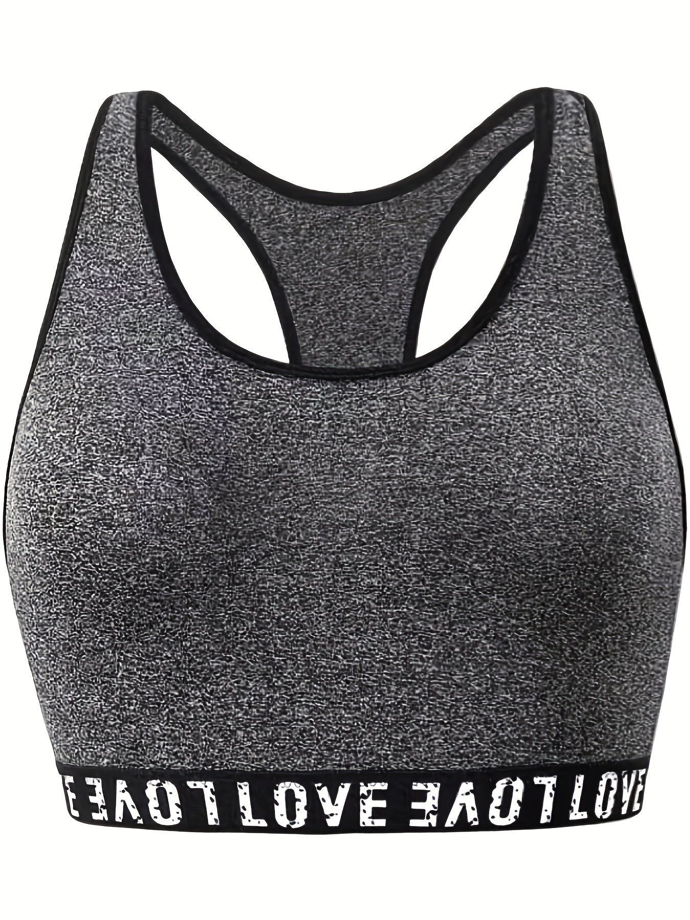 Sports Bra Women's Plus Letter Tape Racer Back Comfort Bralette