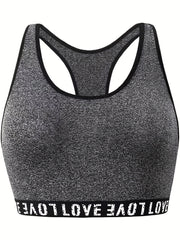 Sports Bra Women's Plus Letter Tape Racer Back Comfort Bralette