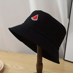 Embroidery Couple Basin Hat Cartoon Watermelon Sunscreen Beach Hat