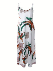 Floral Print Cut Out Back Cami Dress with Pockets