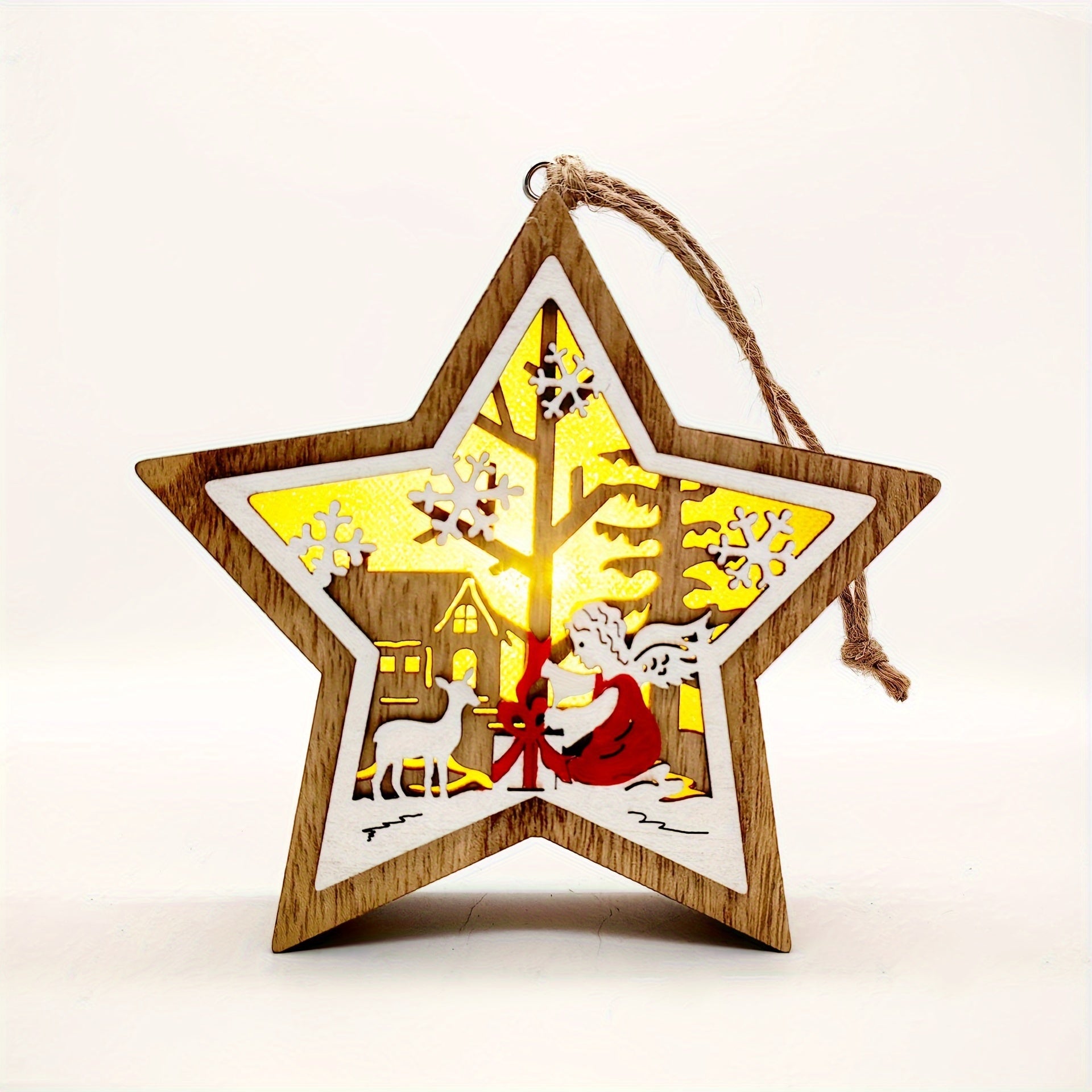 Wooden Christmas Ornaments Angel Snowman Tree Pendant