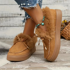Women's Leopard Print Snow Shoes Thickened Winter Ankle Shoes