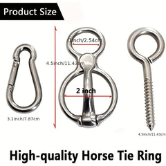 Safe Horse Tie Ring w/ Quick Release & Eye Bolt, Prevents Pulling Back