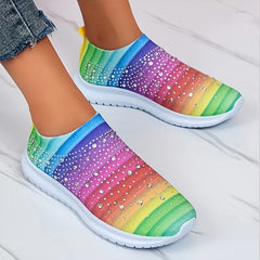 Women's Rhinestone Slip On Sneakers Outdoor Lightweight Shoes