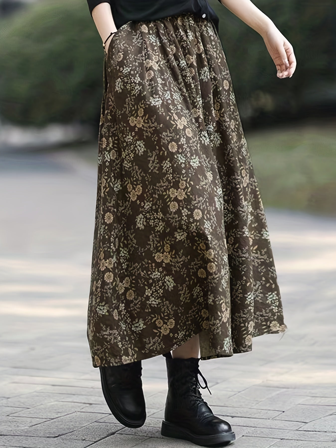 Boho Ditsy Floral Print Skirt for Summer & Spring