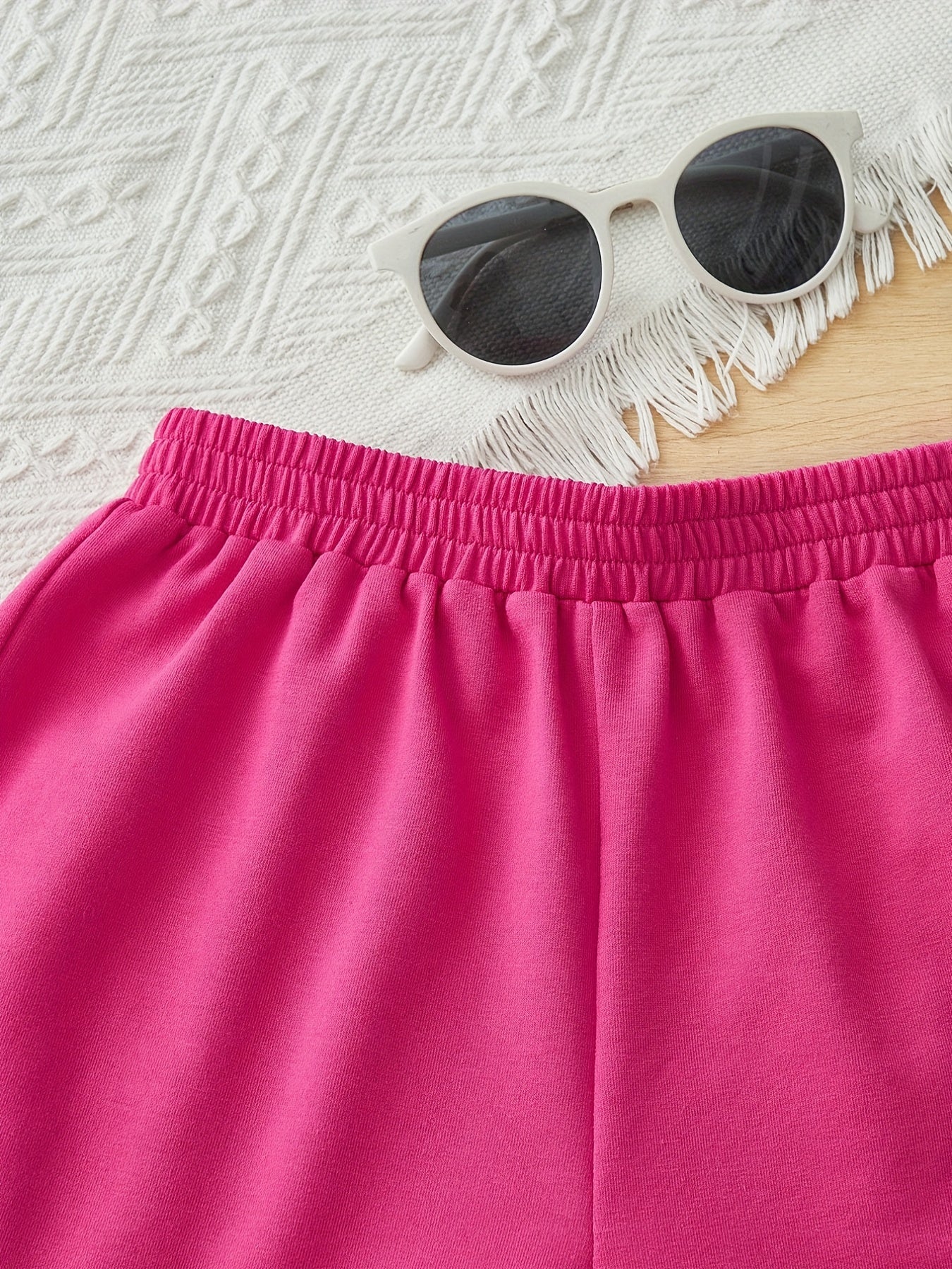 Toddler Girls Smile Face Graphic Elastic Waist Casual Sports Track Shorts