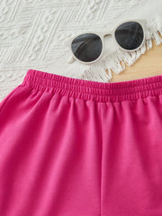 Toddler Girls Smile Face Graphic Elastic Waist Casual Sports Track Shorts