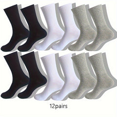 Men's Block Crew Socks - Breathable Comfy Casual Unisex Socks