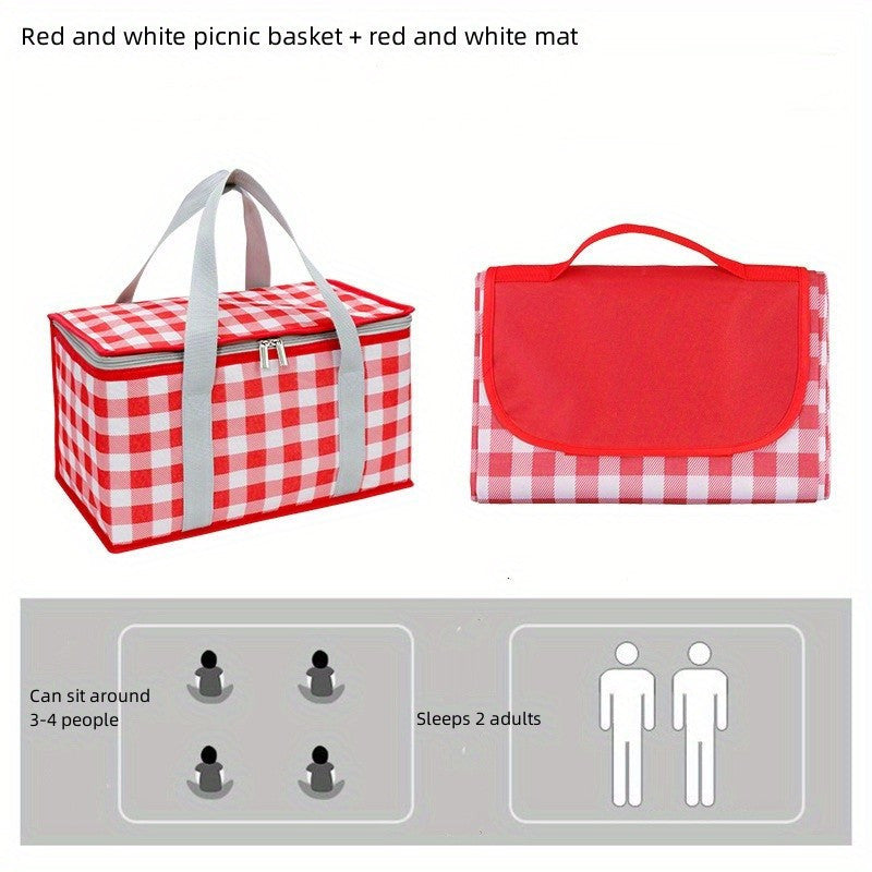 2pcs Sandproof Beach Mat & Picnic Storage Bag Set Waterproof