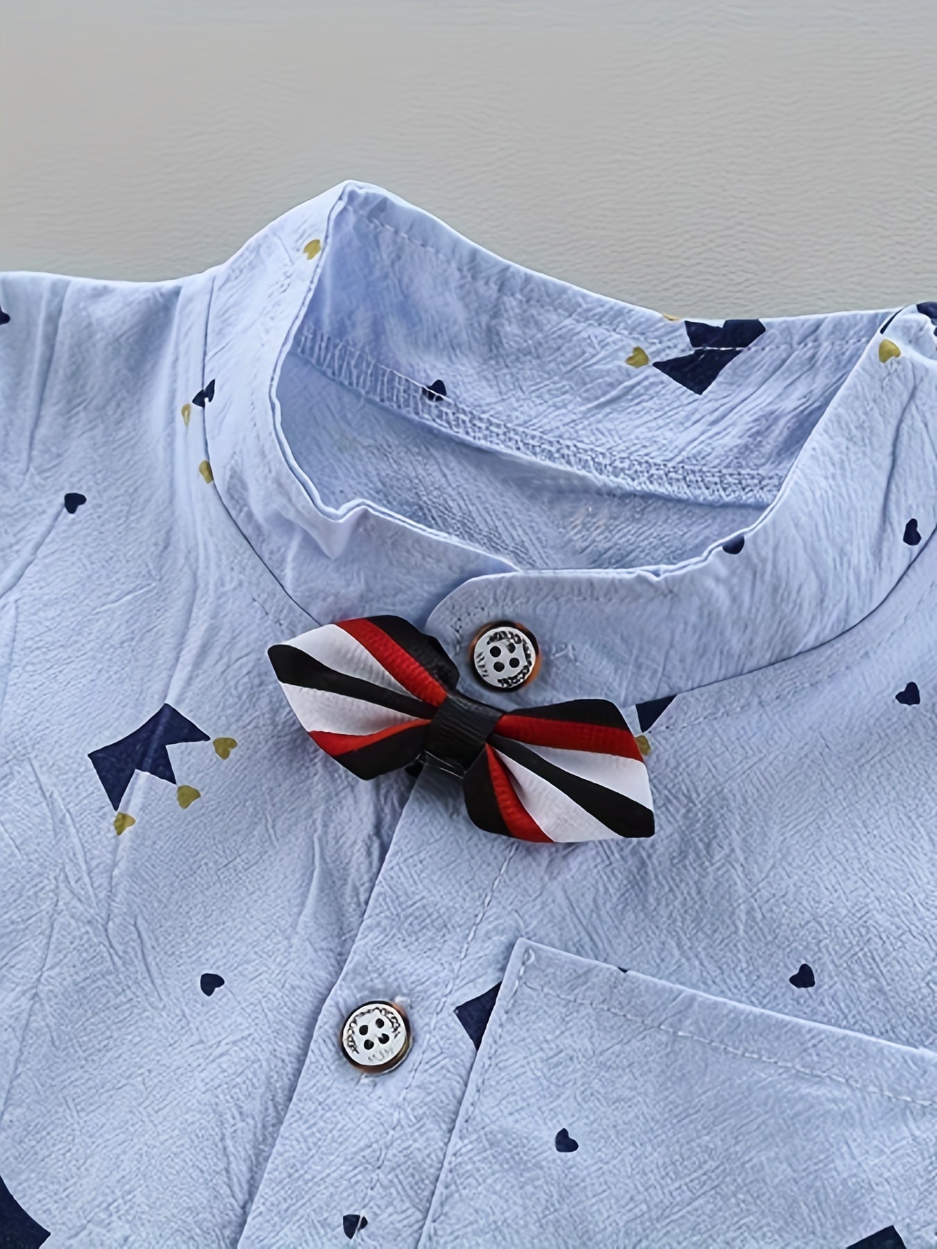 Boys Gentleman Crown Print Shirt&Shorts Set, Summer Kids Clothing