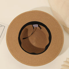 Vintage Style Flower Straw Fedora Sun Hat for Women