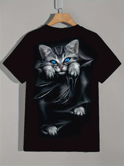 Cat 3D Print Men's Short Sleeve T-shirt Graphic Tee Summer Clothes