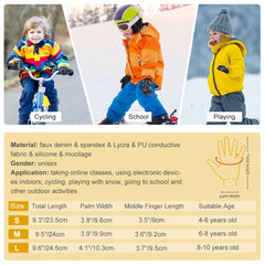 Kids' Waterproof Anti-Touchscreen Gloves for Running & Skiing
