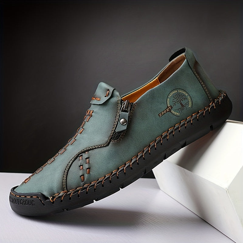 Men's Side Zipper Loafer Shoes Non slip Slip On Spring Summer