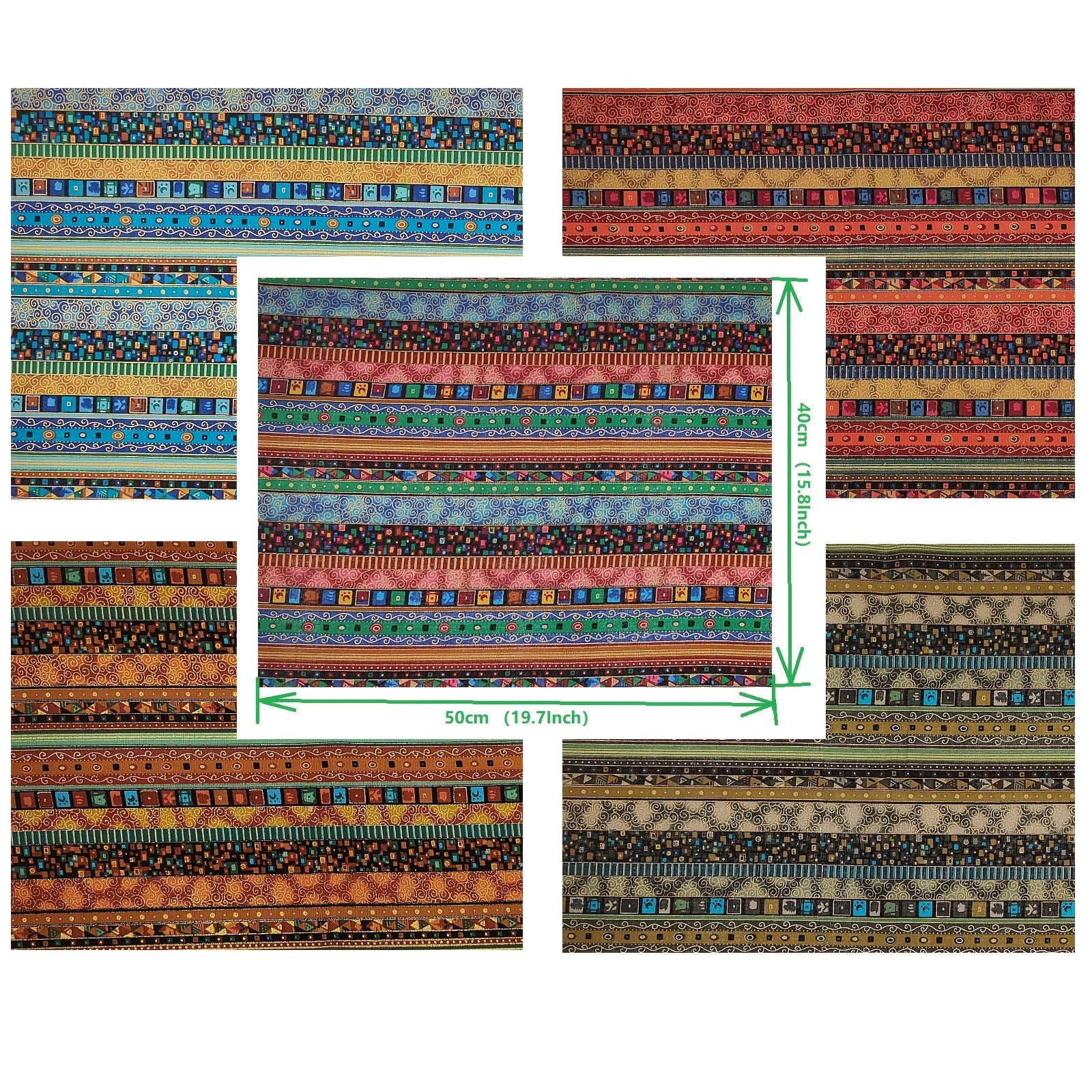 5pcs Boho Style Quilting Fabric Cotton Craft DIY Doll Clothes Fabric