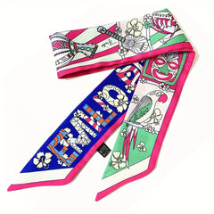 Vintage Pattern Silk Neckerchief Hair Ribbon Handbag Wrap