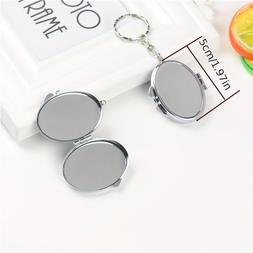 12pcs Sublimation Blank Keychain Mini Metal Makeup Mirror