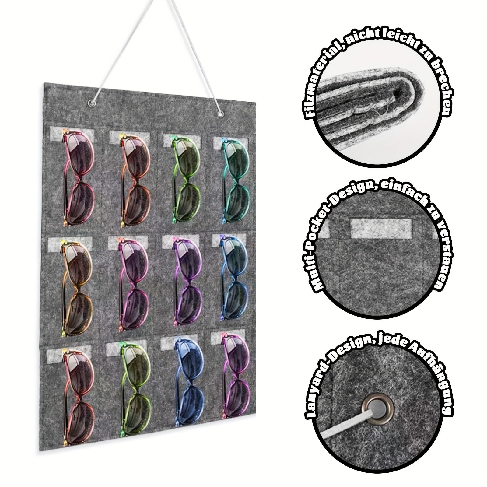 Wall Mounted Sunglasses Storage Rack 12 Compartments