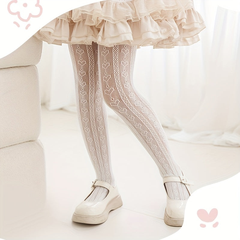 Girls Heart Lace Pantyhose Stocking Socks For Kids