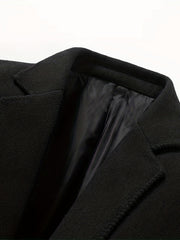 Men's Woolen Blazer Solid Lapel Sports Coat Spring Fall Business