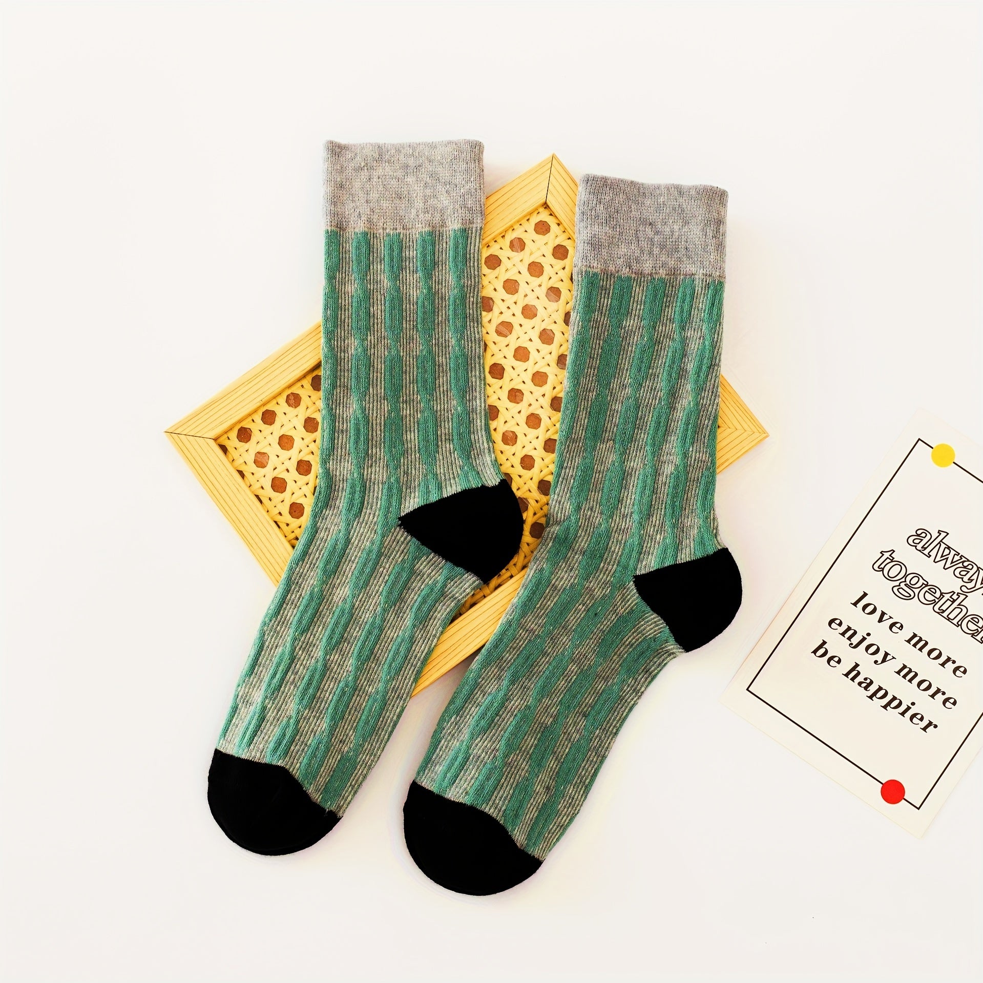 Colorblock Street Socks Retro Style Comfy Mid Tube Socks Women's
