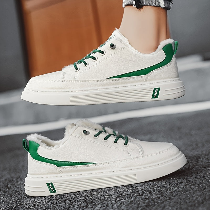 Men's Warm Fleece Skate Shoes Plush Casual Sneakers Winter