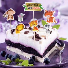 24pcs Wild Animal Cupcake Toppers for Party Decorations