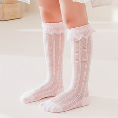 Toddler Girls Lace Trim Princess Over the Calf Socks