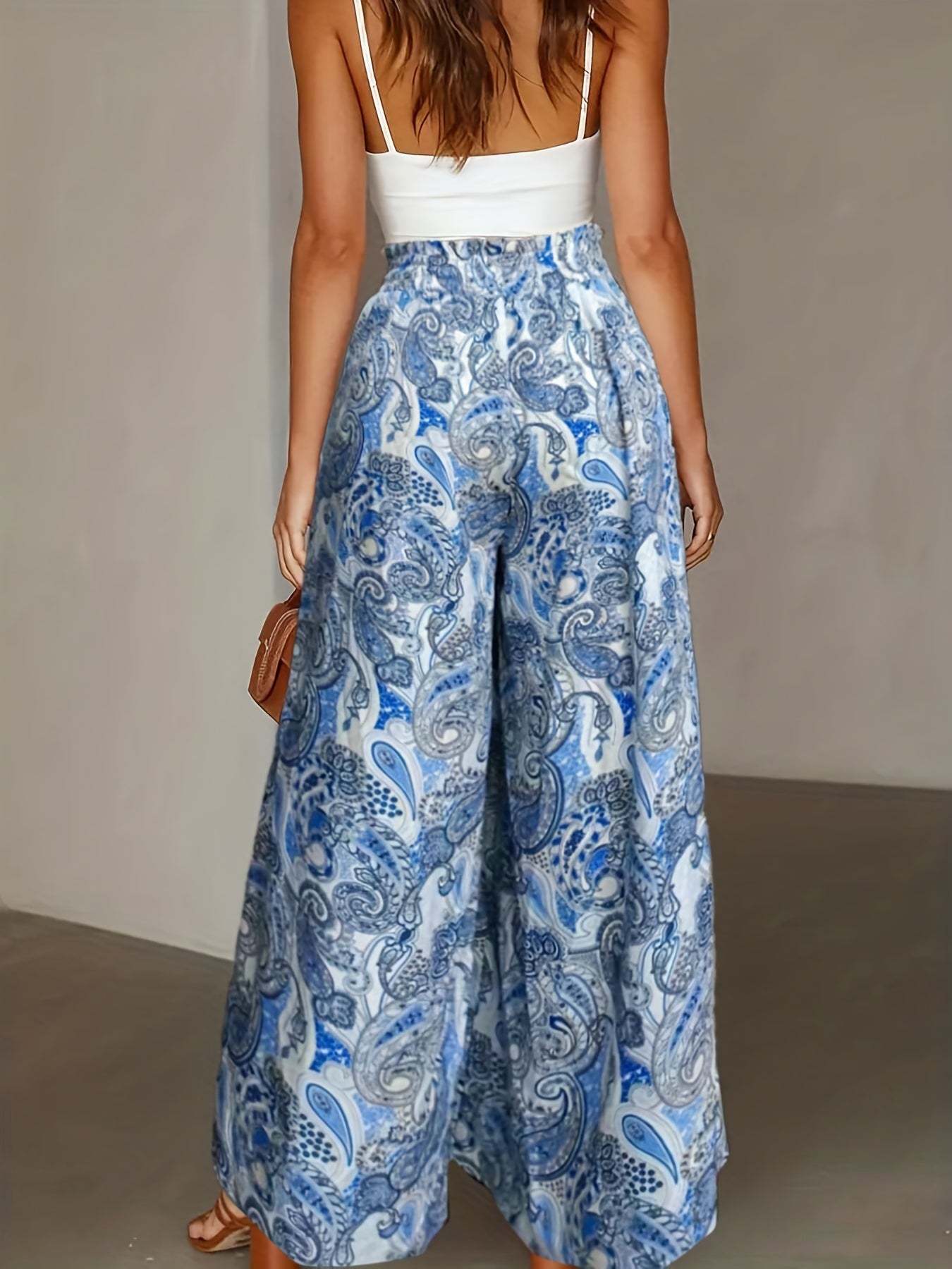 Striped Wide Leg Pants Paper Bag Waist