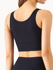 Ribbed Solid Yoga Sports Bra High Stretch Workout Bra Gym Activewear