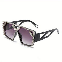 Y2K Top Bar Sunglasses Rhinestone Gradient Lens UV400