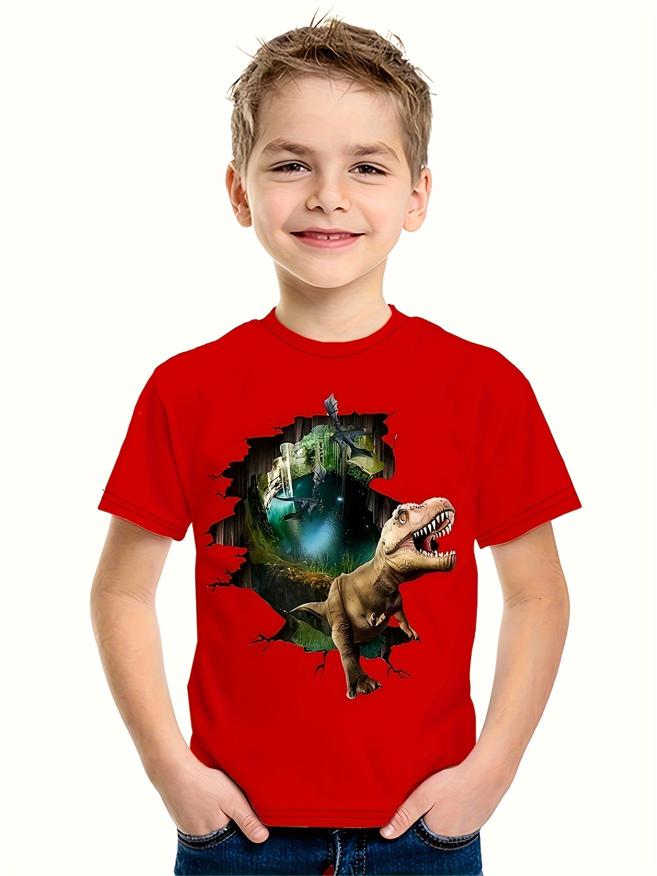Dinosaur 3D Print T-Shirt for Boys and Girls 4-14 Years