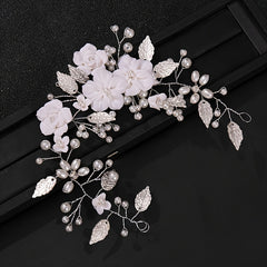 Pearl Bridal Headpiece Flower Bride Wedding Hair Vine