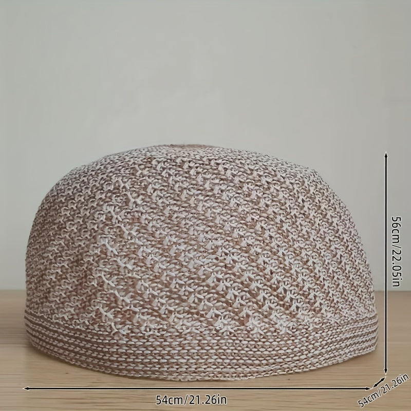 Men's Winter Woven Hat Ethnic Style Warm Beanie Checked Jacquard Hat