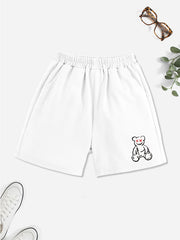 Girls' Casual Devil Bear Graphic Shorts Outwear Elastic Waist Regular Fit