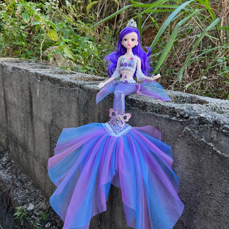 2pcs Mermaid Princess Dolls 17.7inch 3D Eyes Wedding Dress ABS Material