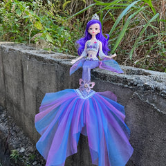 2pcs Mermaid Princess Dolls 17.7inch 3D Eyes Wedding Dress ABS Material