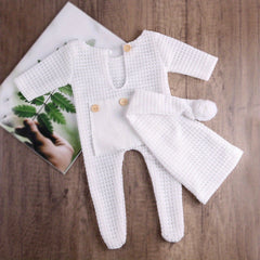 Newborn Photography Outfit Hat & Jumpsuit Props Yellow Green