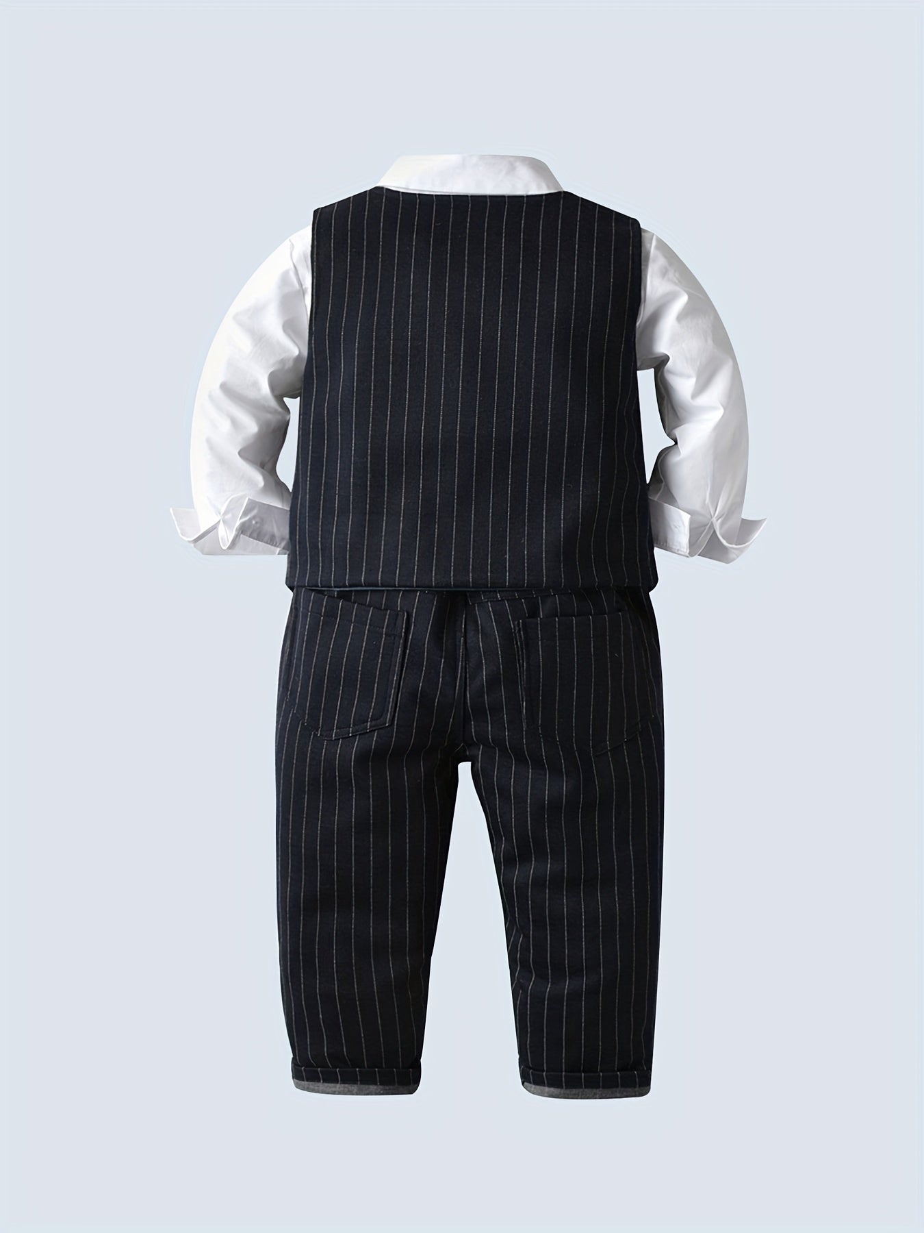 Baby Boys Gentleman Outfits Long Sleeve Button Up Bowtie Shirts Suit Pants